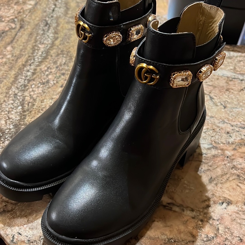 Trip Chelsea booties boot crystal gems on strap